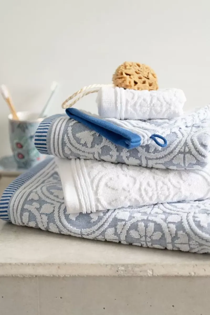 Badhanddoek Set/3 Tile De Pip Blauw 55X100 Cm<Pip Studio Online