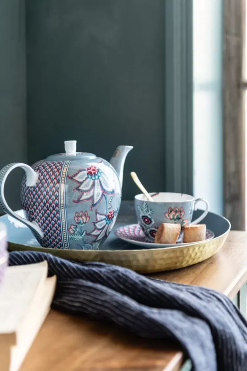 Flower Festival Cappuccino Kop & Schotel Lichtblauw<Pip Studio New