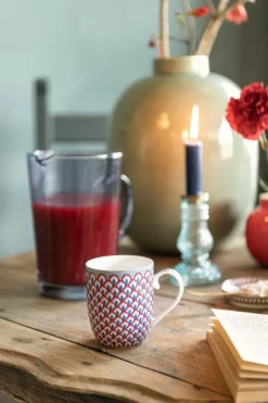 Flower Festival Mok Klein Rood/Lichtblauw<Pip Studio Outlet