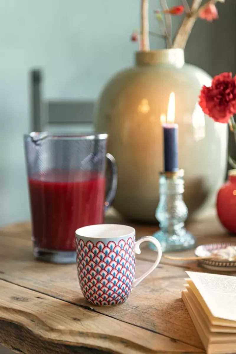 Flower Festival Mok Klein Rood/Lichtblauw<Pip Studio Outlet