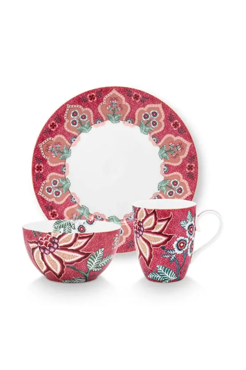 Flower Festival Ontbijt Set/3 Donker<Pip Studio Clearance