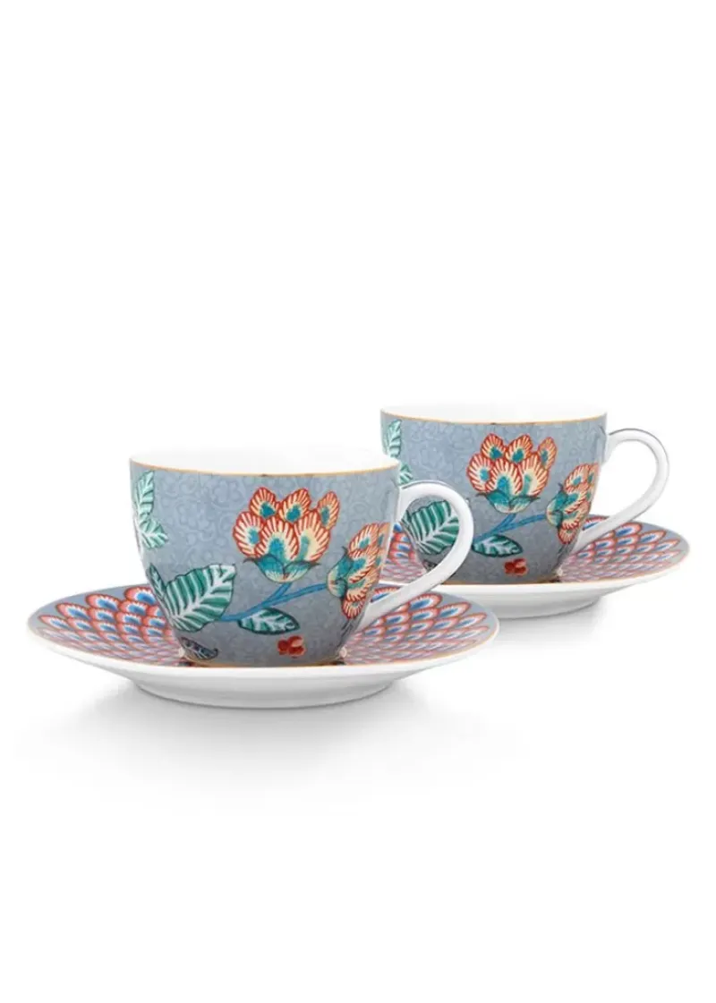 Flower Festival Set/2 Espresso Kop & Schotel Licht<Pip Studio Discount