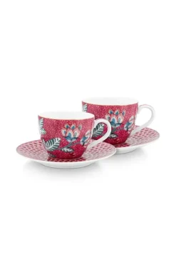 Flower Festival Set/2 Espresso Kop & Schotel Donker<Pip Studio Discount