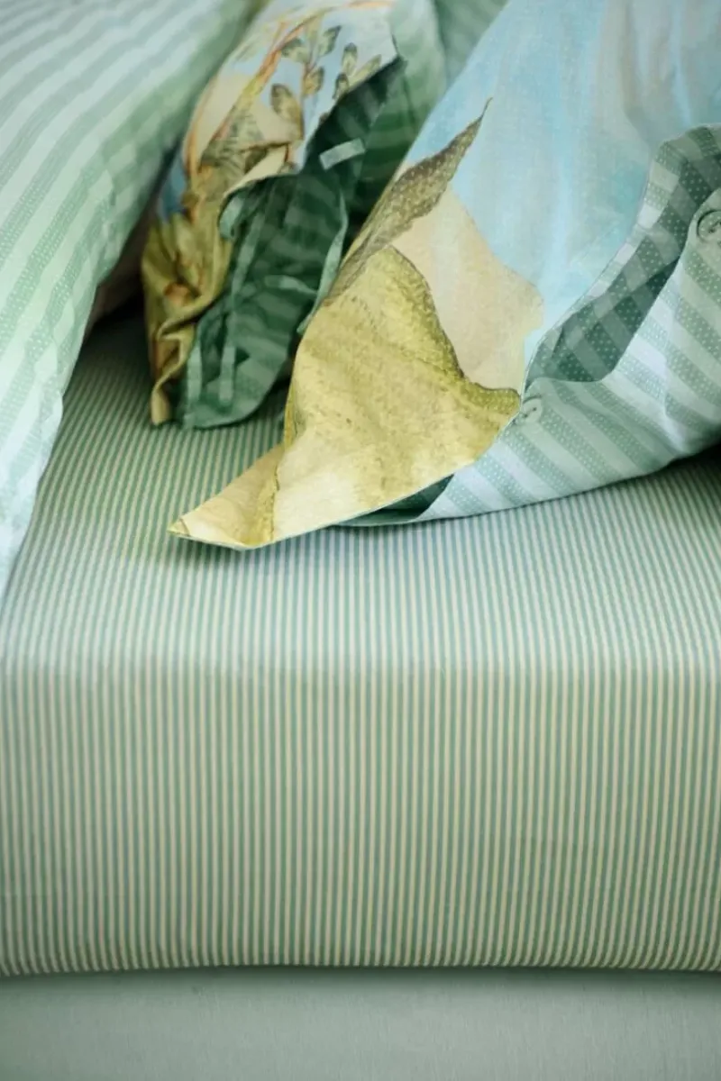 Hoeslaken Duo Stripe Khaki<Pip Studio Clearance