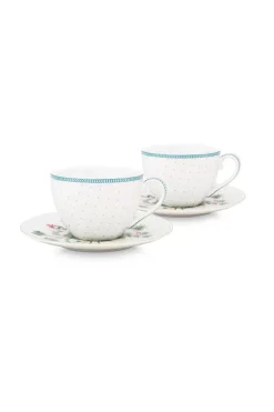 Jolie Set/2 Cappuccino Kop & Schotel Dots Gold<Pip Studio Discount