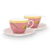 La Majorelle Set/2 Cappuccino Kop & Schotel Roze<Pip Studio Best