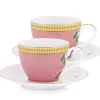 La Majorelle Set/2 Espresso Kop & Schotel Roze<Pip Studio