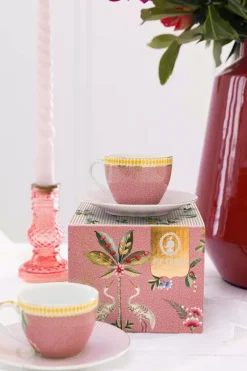 La Majorelle Set/2 Espresso Kop & Schotel Roze<Pip Studio