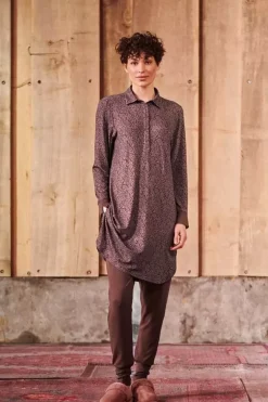 Nachthemd Lange Mouw Leafy Dots Terra<Pip Studio Discount
