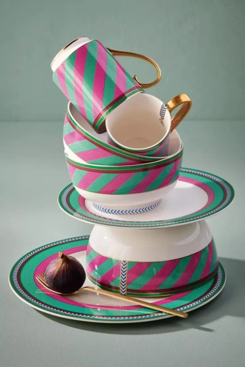Pip Chique Stripes Dinerbord Roze/Groen 28Cm<Pip Studio