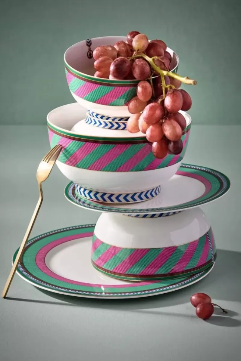 Pip Chique Stripes Kom Roze/Groen 18Cm<Pip Studio Clearance