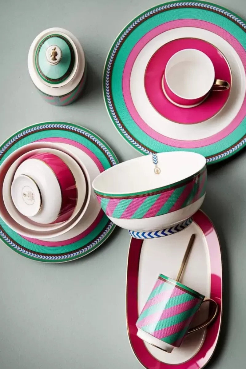 Pip Chique Stripes Kom Roze/Groen 18Cm<Pip Studio Clearance