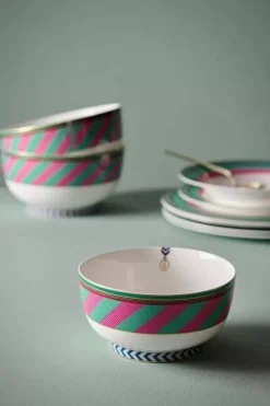 Pip Chique Stripes Kom Roze/Groen 15.5Cm<Pip Studio Outlet