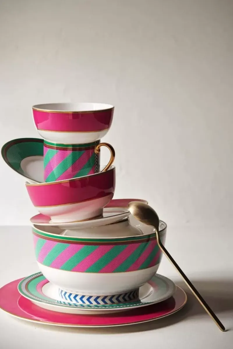Pip Chique Stripes Kom Roze/Groen 20.5Cm<Pip Studio Hot