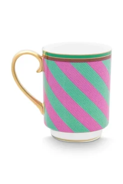 Pip Chique Stripes Mok Groot Roze/Groen 350Ml<Pip Studio Best