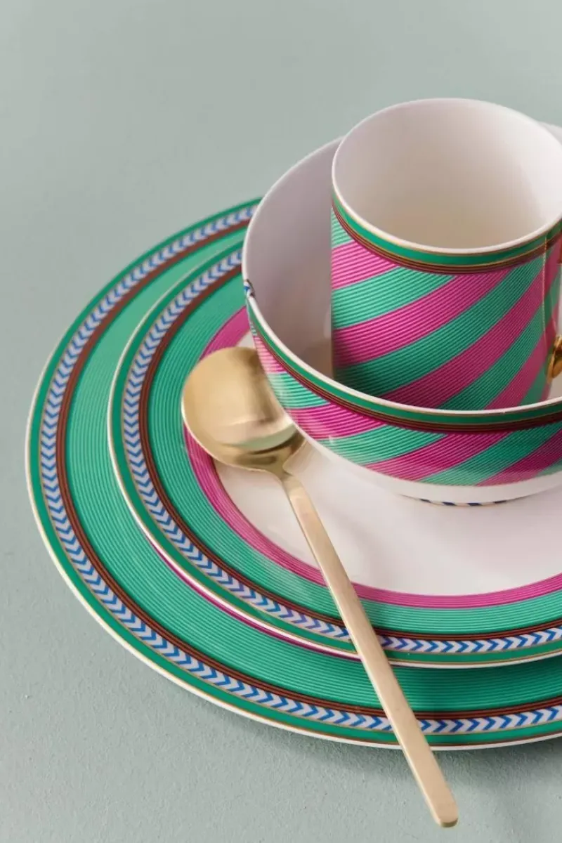Pip Chique Stripes Ontbijtbord Roze/Groen 23Cm<Pip Studio Sale