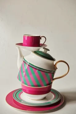 Pip Chique Stripes Ontbijtbord Roze/Groen 23Cm<Pip Studio Sale