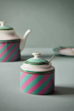 Pip Chique Stripes Suikerpot Roze/Groen<Pip Studio Discount