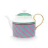 Pip Chique Stripes Theepot Groot Roze/Groen<Pip Studio Clearance