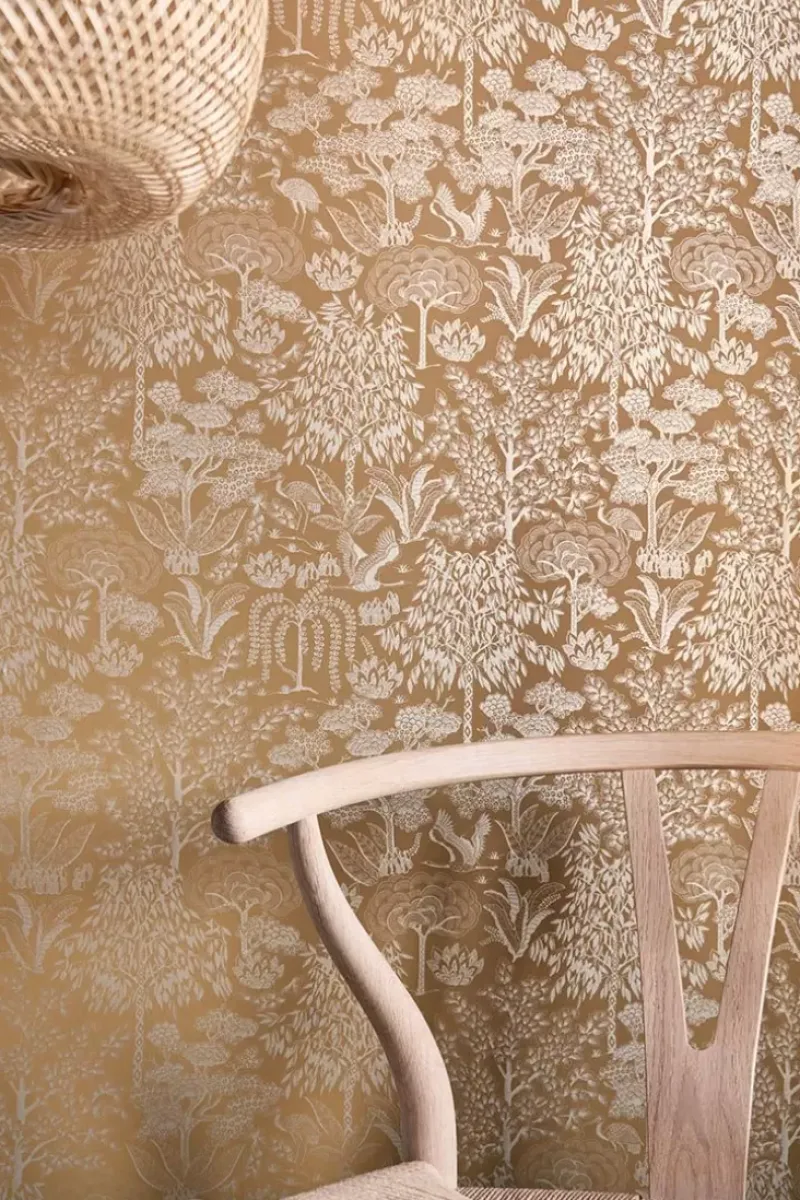 Origami Tree Vliesbehang Oker/Goud<Pip Studio Sale
