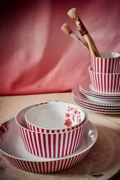 Royal Stripes Diep Bord Donkerroze 21.5Cm<Pip Studio Clearance
