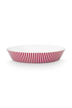 Royal Stripes Diep Bord Donkerroze 21.5Cm<Pip Studio Clearance