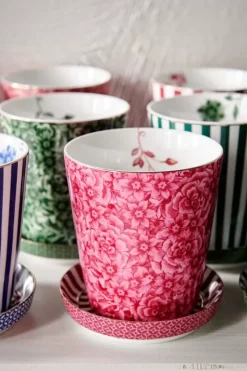 Royal Stripes Mok Bloemen & Theetip Donker<Pip Studio New