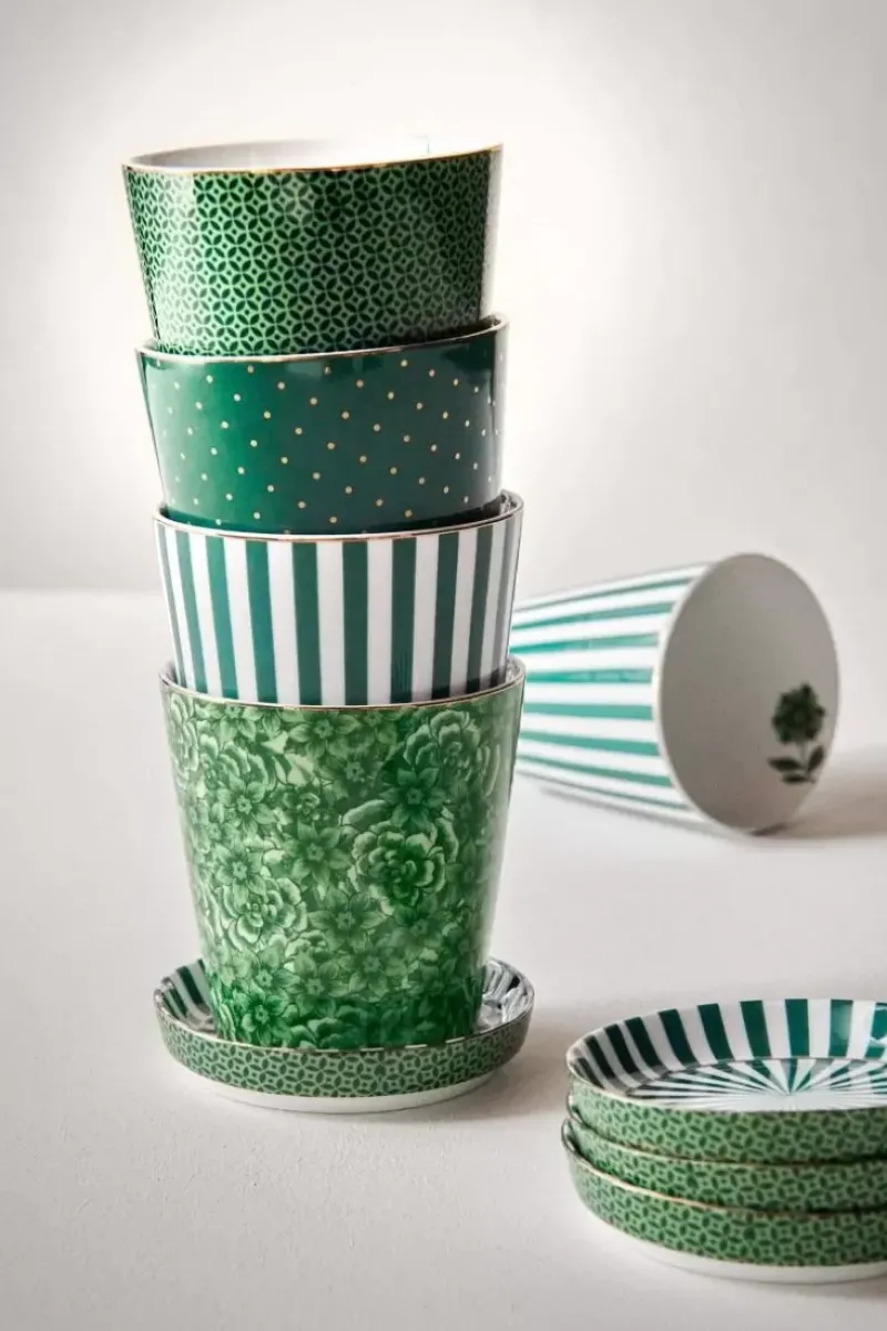 Royal Stripes Mok Tegels & Theetip Groen<Pip Studio