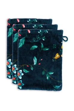 Washandje Set/3 Les Fleurs Donker 16X22 Cm<Pip Studio