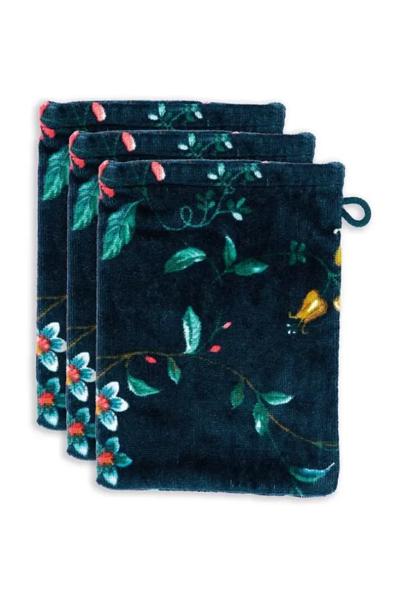 Washandje Set/3 Les Fleurs Donker 16X22 Cm<Pip Studio