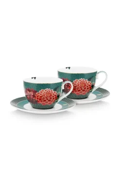 Winter Wonderland Set/2 Cappuccino Kop & Schotel Groen<Pip Studio Best